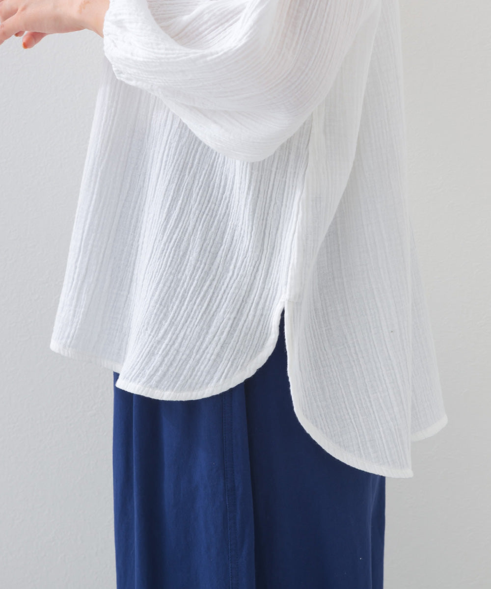 【OMNES】ダブルガーゼボリューム袖プルオーバー【1525-4237】