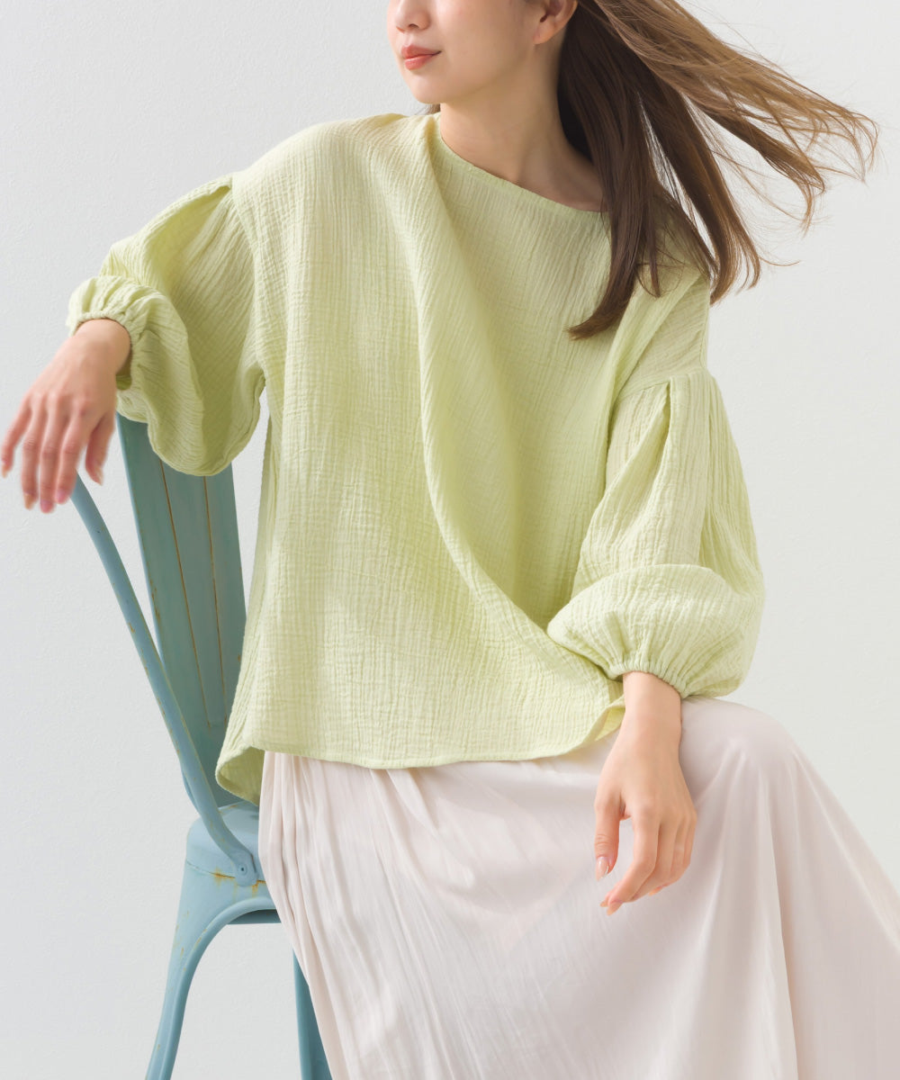 【OMNES】ダブルガーゼボリューム袖プルオーバー【1525-4237】