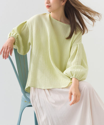 【OMNES】ダブルガーゼボリューム袖プルオーバー【1525-4237】