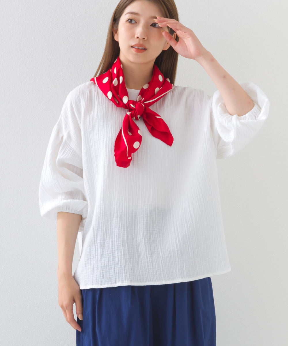 【OMNES】ダブルガーゼボリューム袖プルオーバー【1525-4237】