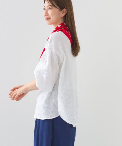 【OMNES】ダブルガーゼボリューム袖プルオーバー【1525-4237】