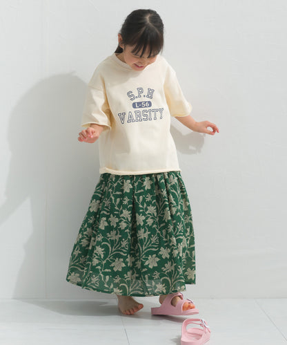 【hbC】【OMNES】キッズコットンボイル総柄ギャザースカート【1525-8067】
