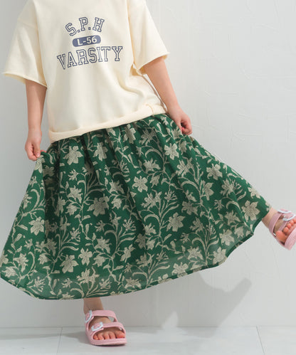 【hbC】【OMNES】キッズコットンボイル総柄ギャザースカート【1525-8067】