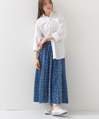 【OMNES】コットンボイル総柄切り替えギャザースカート【1525-8068】