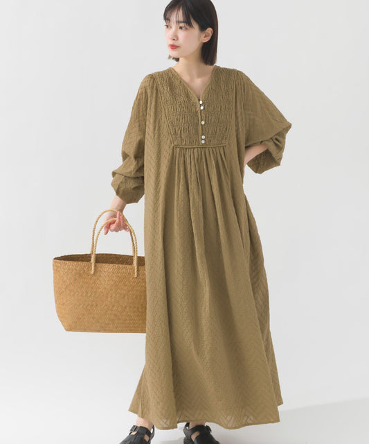 【OMNES】コットンドビーシャーリングワンピース【1525-9125】