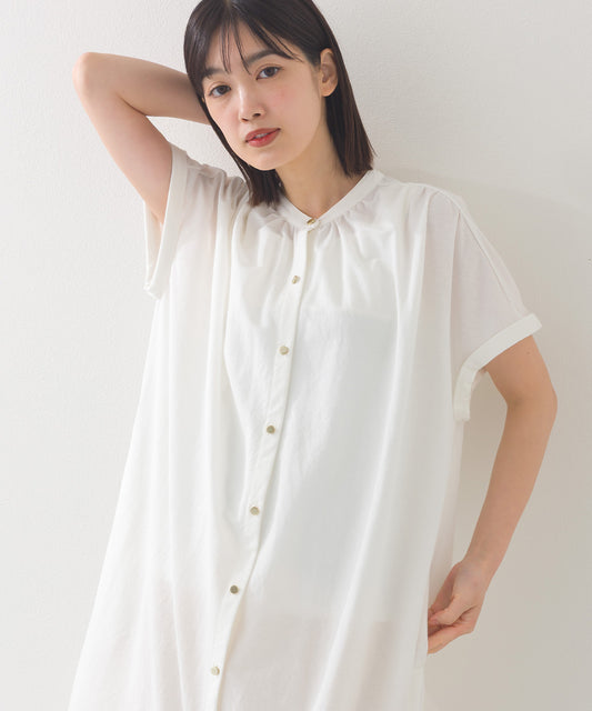【OMNES】接触冷感 前開きシャツワンピース【252W427OMN008】