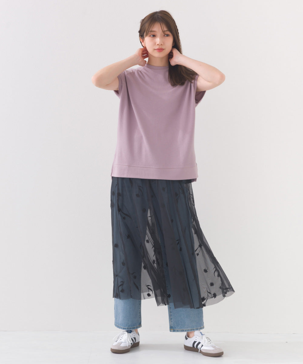 【OMNES】接触冷感 裾スリット半袖プルオーバー【252W427OMN004】