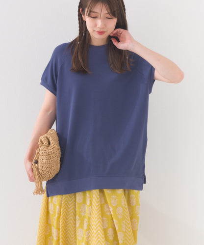 【OMNES】接触冷感 裾スリット半袖プルオーバー【252W427OMN004】