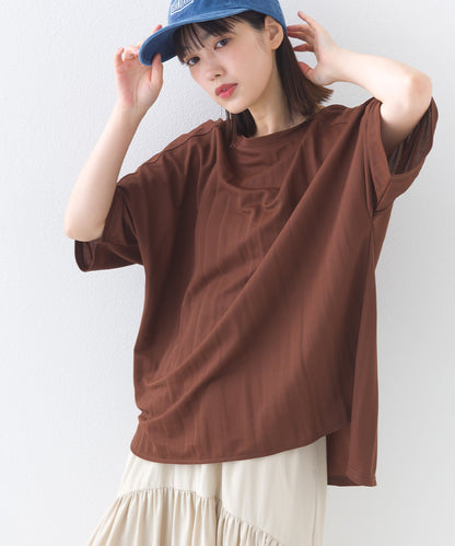 【OMNES】接触冷感 オーバーサイズ半袖プルオーバーTシャツ【252W427OMN006】