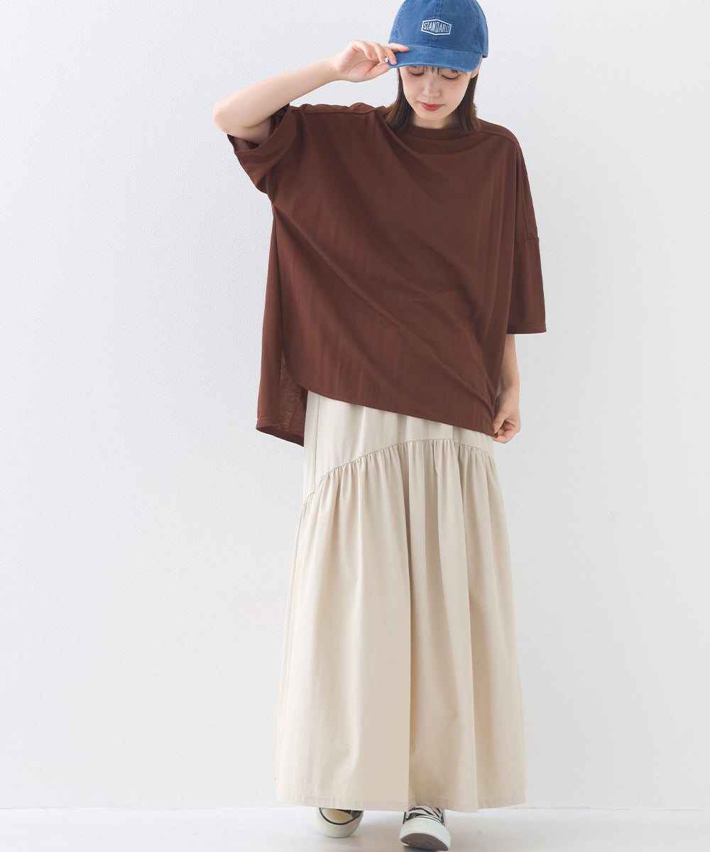 【OMNES】接触冷感 オーバーサイズ半袖プルオーバーTシャツ【252W427OMN006】