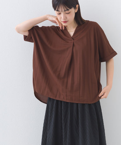 【OMNES】接触冷感 スキッパーブラウス【252W427OMN007】