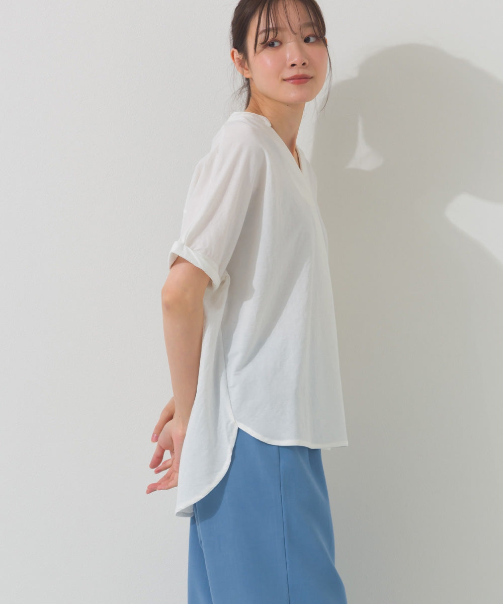 【OMNES】接触冷感 スキッパーブラウス【252W427OMN007】