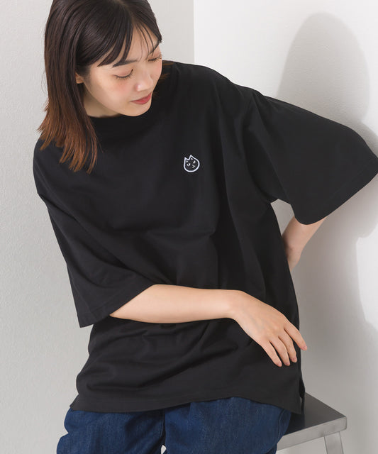 【228】オーバー半袖Tシャツ ねこちゃんワッペン【253W427228005】