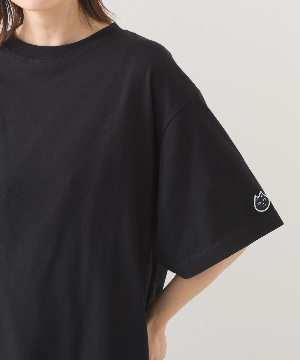 【228】バックプリント オーバー半袖Tシャツ ねこちゃんプリント ワッペン【253W427228006】