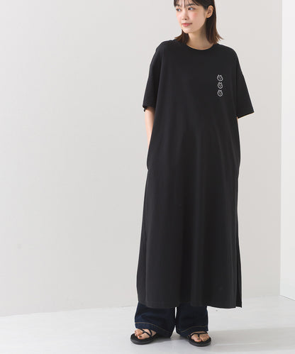 【228】Tシャツワンピース 半袖 3連ねこちゃんワッペン【253W427228007】