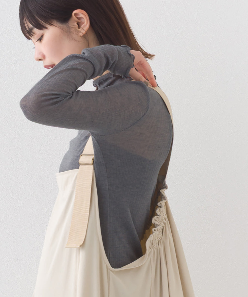 【OMNES】リブシアーメローハイネック長袖トップスカットソー【253W427OMN011】