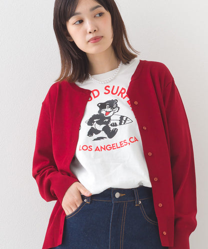 【OMNES】コットンロゴプリントオーバーサイズTシャツ ベアLA 半袖Tシャツ【253W427OMN013】