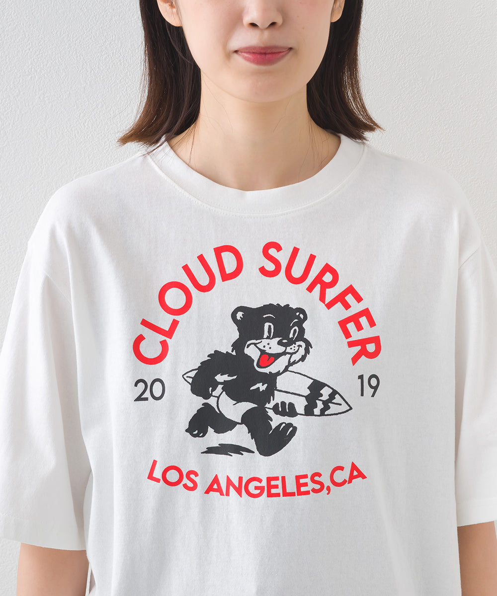 【OMNES】コットンロゴプリントオーバーサイズTシャツ ベアLA 半袖Tシャツ【253W427OMN013】