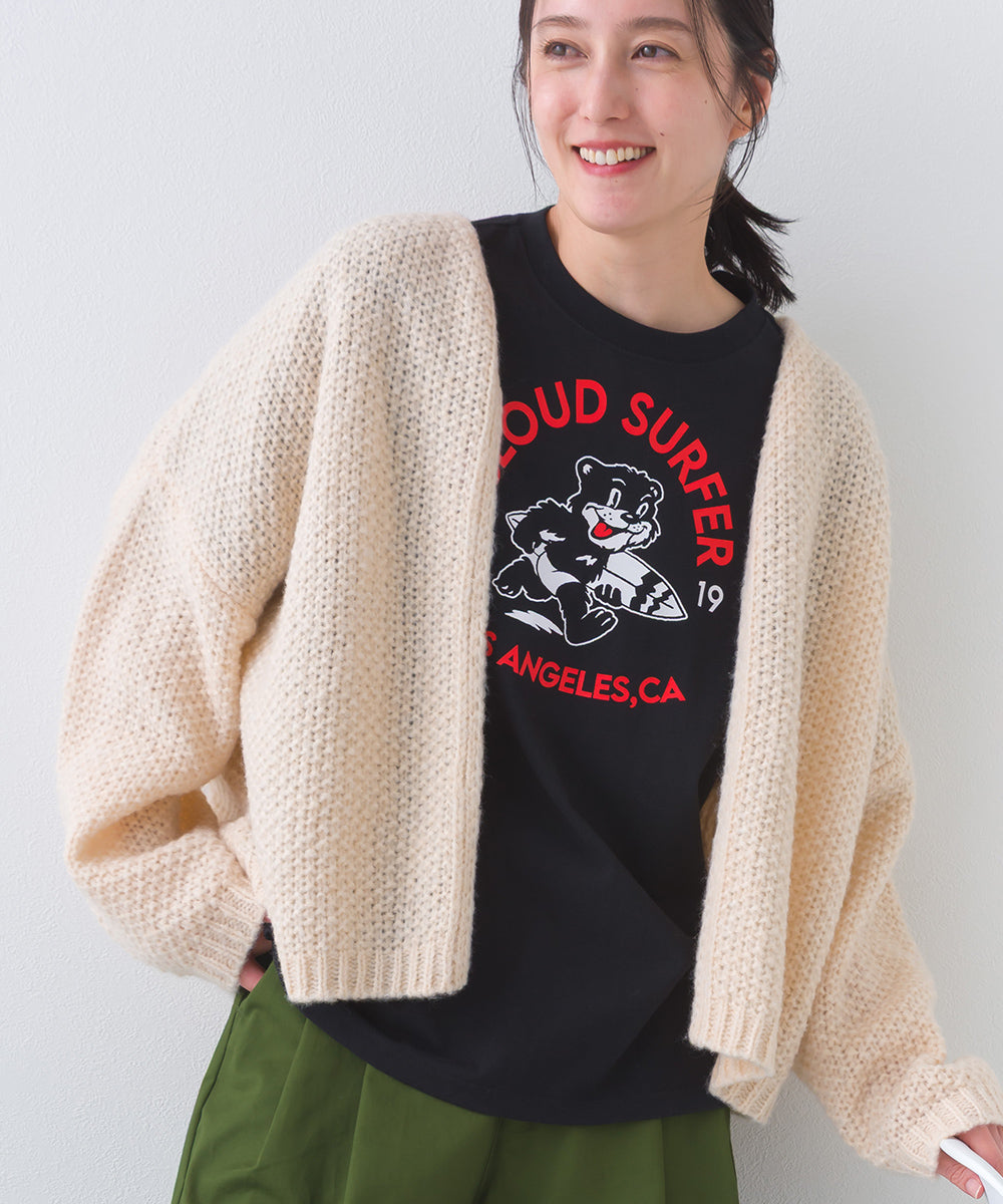 【OMNES】コットンロゴプリントオーバーサイズTシャツ ベアLA 半袖Tシャツ【253W427OMN013】
