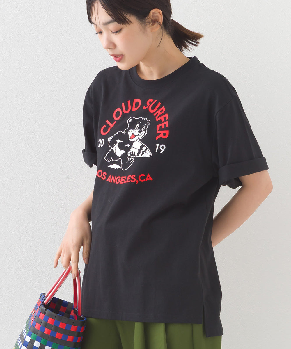 【OMNES】コットンロゴプリントオーバーサイズTシャツ ベアLA 半袖Tシャツ【253W427OMN013】
