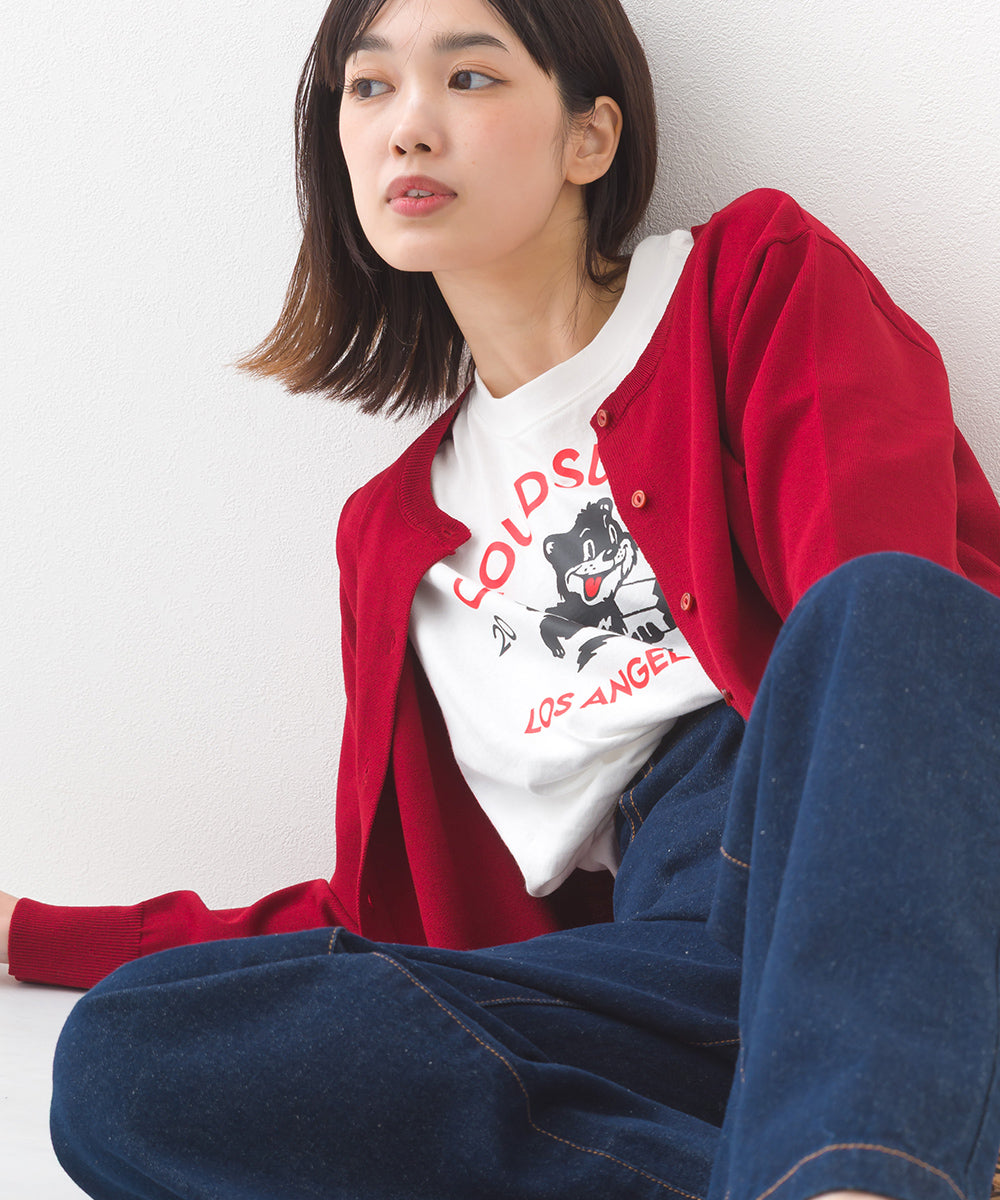 【OMNES】コットンロゴプリントオーバーサイズTシャツ ベアLA 半袖Tシャツ【253W427OMN013】