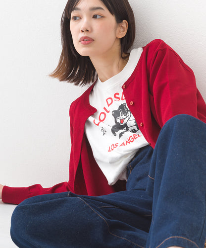 【OMNES】コットンロゴプリントオーバーサイズTシャツ ベアLA 半袖Tシャツ【253W427OMN013】
