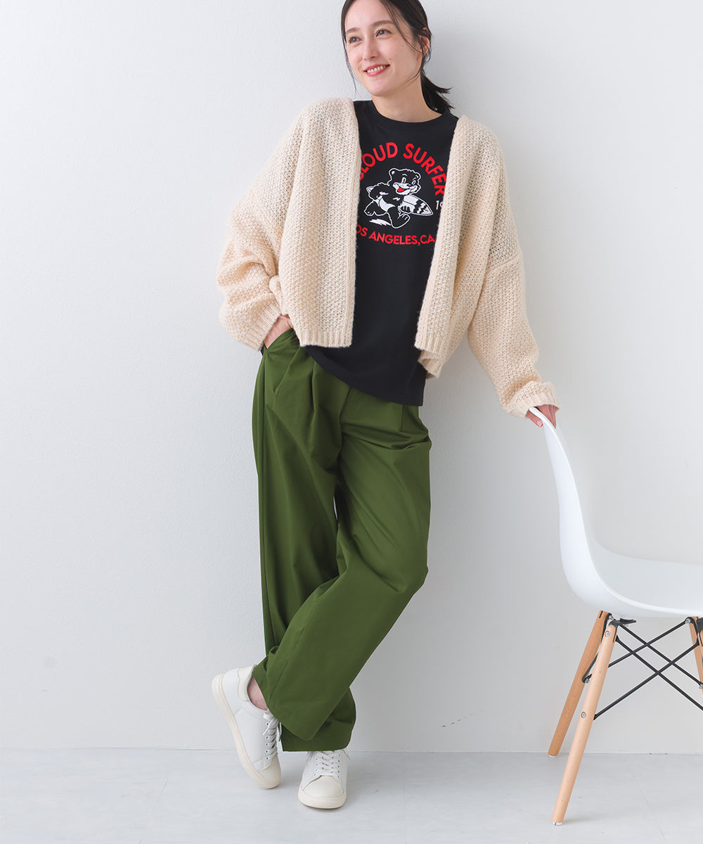 【OMNES】コットンロゴプリントオーバーサイズTシャツ ベアLA 半袖Tシャツ【253W427OMN013】