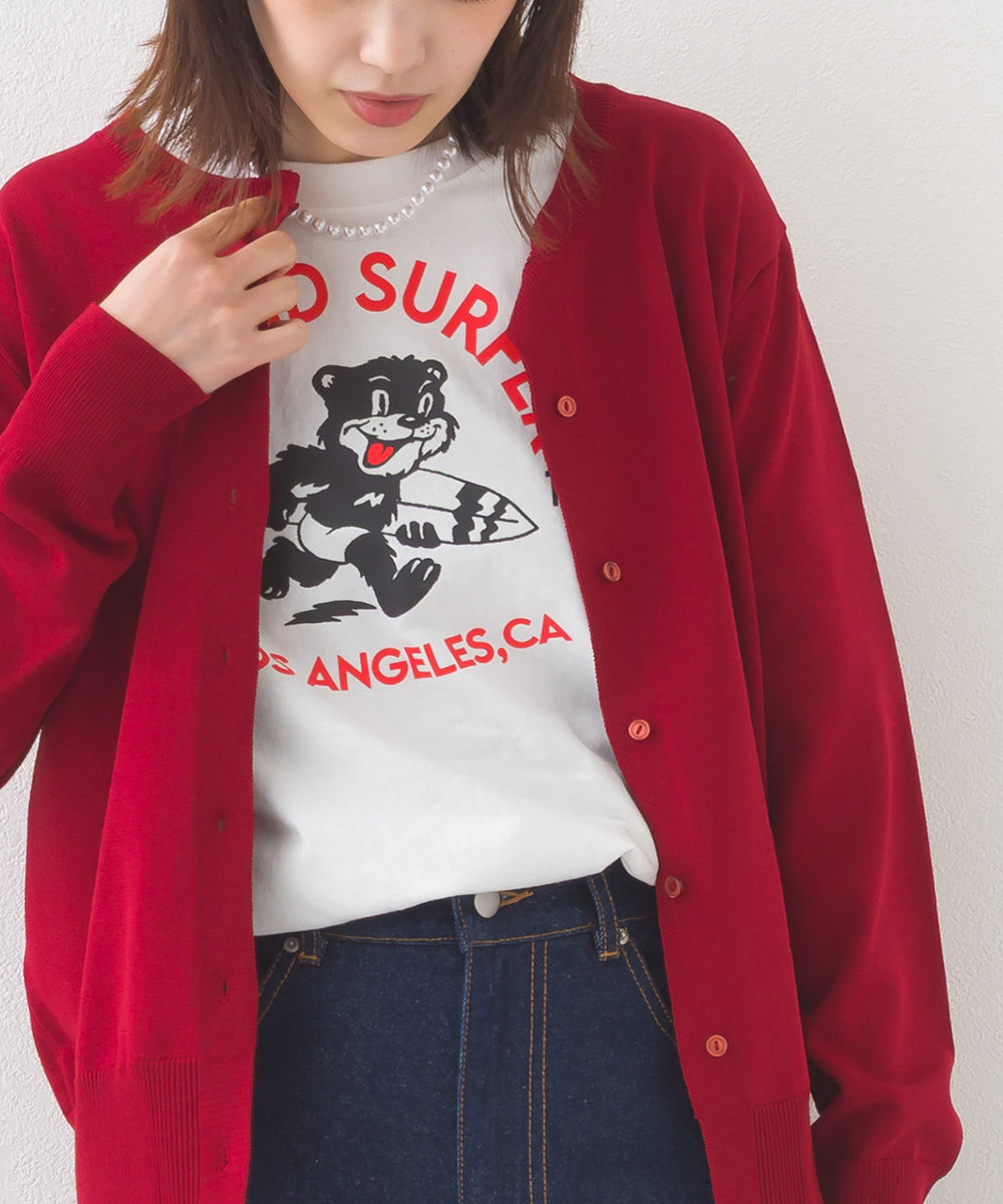【OMNES】コットンロゴプリントオーバーサイズTシャツ ベアLA 半袖Tシャツ【253W427OMN013】