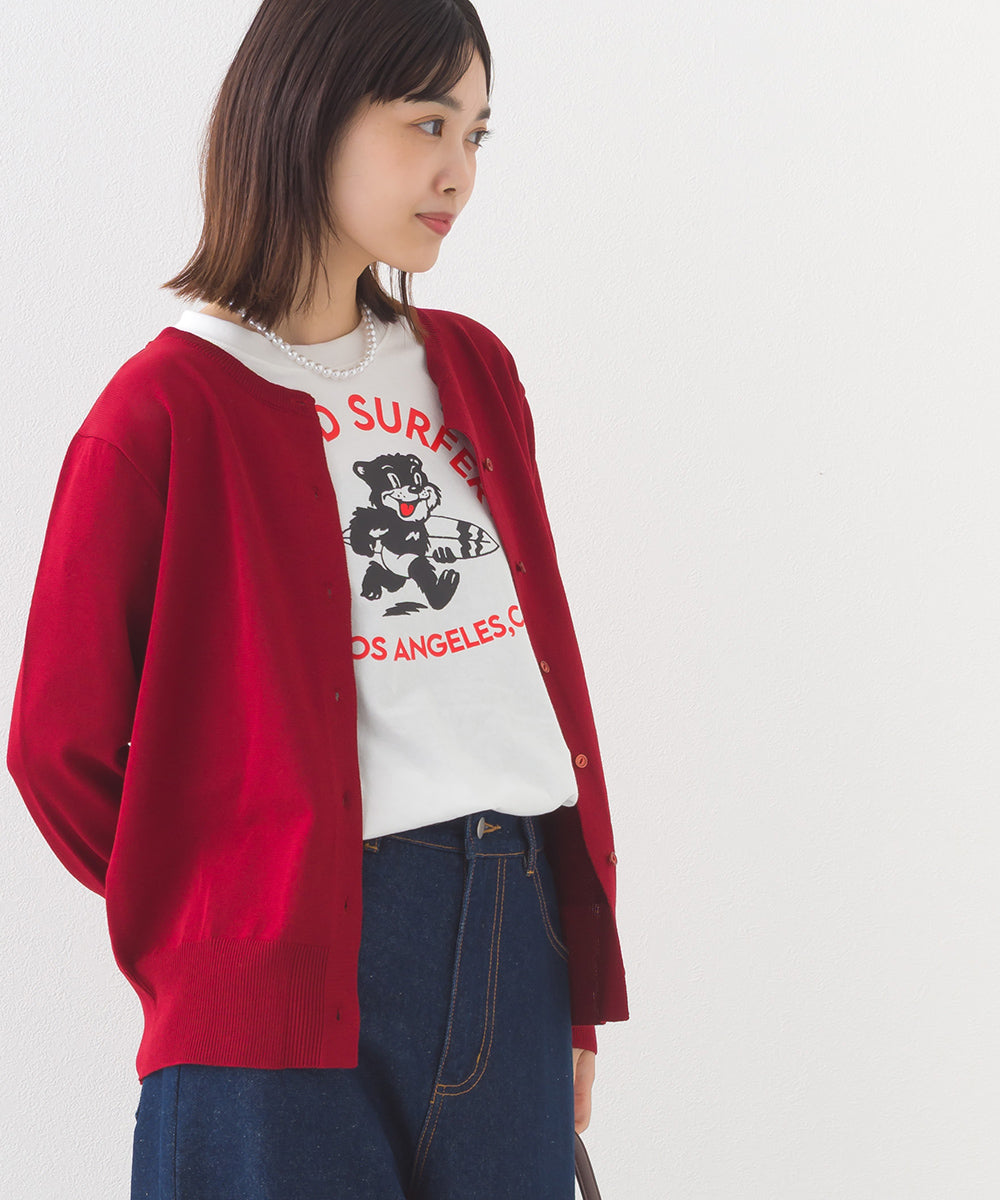 【OMNES】コットンロゴプリントオーバーサイズTシャツ ベアLA 半袖Tシャツ【253W427OMN013】
