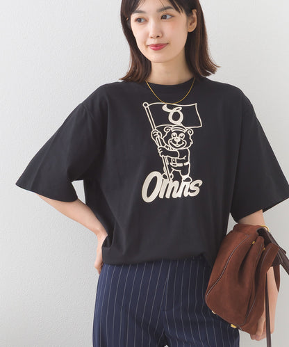 【OMNES】コットンロゴプリントオーバーサイズTシャツ ベアFLAG  半袖Tシャツ【253W427OMN014】