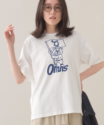 【OMNES】コットンロゴプリントオーバーサイズTシャツ ベアFLAG  半袖Tシャツ【253W427OMN014】