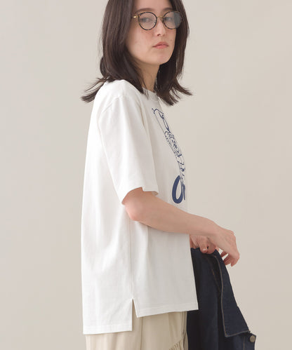 【OMNES】コットンロゴプリントオーバーサイズTシャツ ベアFLAG  半袖Tシャツ【253W427OMN014】