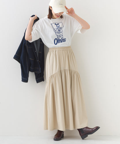 【OMNES】コットンロゴプリントオーバーサイズTシャツ ベアFLAG  半袖Tシャツ【253W427OMN014】