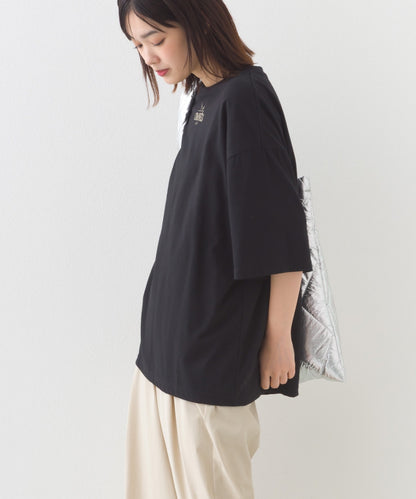 【OMNES】きれいめロゴプリントTシャツ OMNES刺繍 半袖Tシャツ【253W427OMN015】