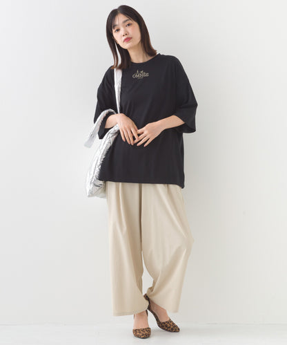 【OMNES】きれいめロゴプリントTシャツ OMNES刺繍 半袖Tシャツ【253W427OMN015】