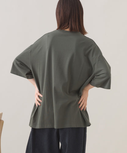 【OMNES】きれいめロゴプリントTシャツ OMNES刺繍 半袖Tシャツ【253W427OMN015】