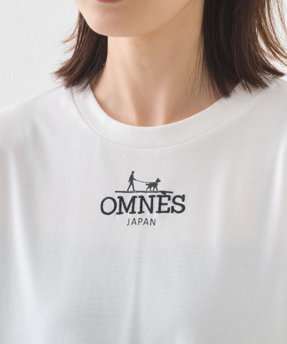 【OMNES】きれいめロゴプリントTシャツ OMNES刺繍 半袖Tシャツ【253W427OMN015】