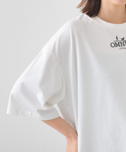 【OMNES】きれいめロゴプリントTシャツ OMNES刺繍 半袖Tシャツ【253W427OMN015】
