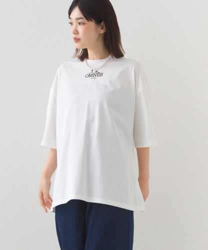 【OMNES】きれいめロゴプリントTシャツ OMNES刺繍 半袖Tシャツ【253W427OMN015】