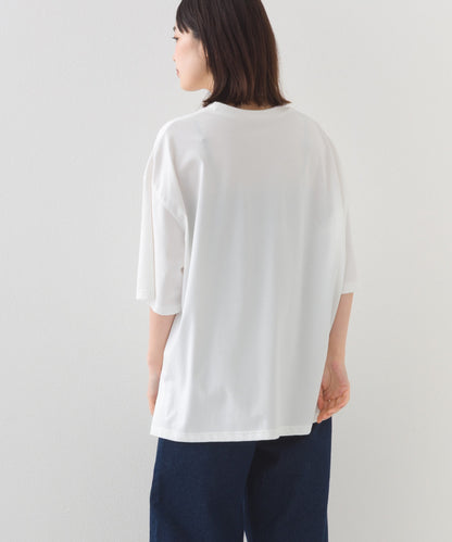 【OMNES】きれいめロゴプリントTシャツ OMNES刺繍 半袖Tシャツ【253W427OMN015】