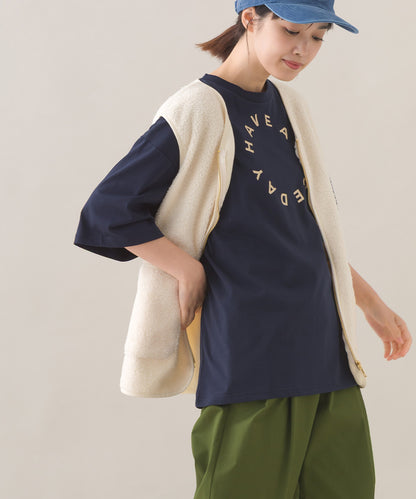 【OMNES】きれいめロゴプリントTシャツ HAVE A NICEDAY  半袖Tシャツ【253W427OMN016】