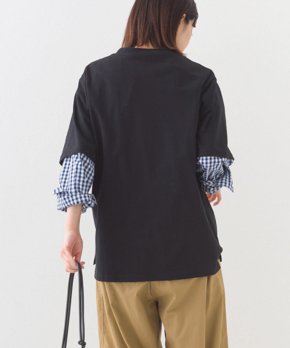 【OMNES】コットンオーバーサイズワッペン付Tシャツ 半袖Tシャツ【253W427OMN017】