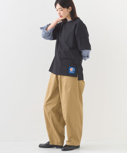 【OMNES】コットンオーバーサイズワッペン付Tシャツ 半袖Tシャツ【253W427OMN017】