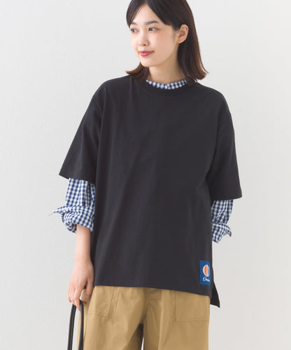 【OMNES】コットンオーバーサイズワッペン付Tシャツ 半袖Tシャツ【253W427OMN017】