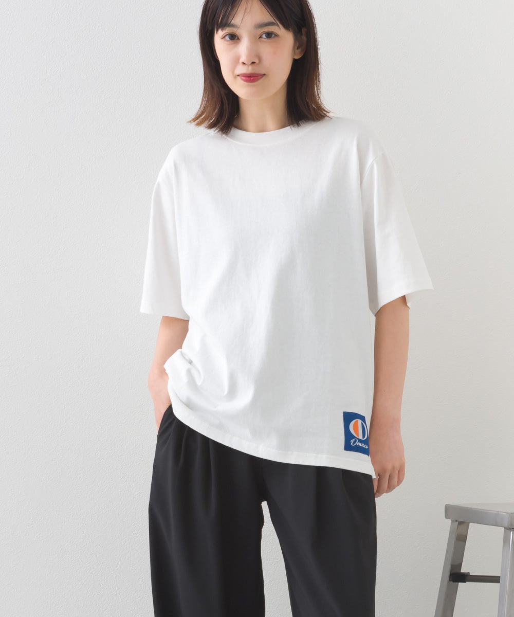 【OMNES】コットンオーバーサイズワッペン付Tシャツ 半袖Tシャツ【253W427OMN017】