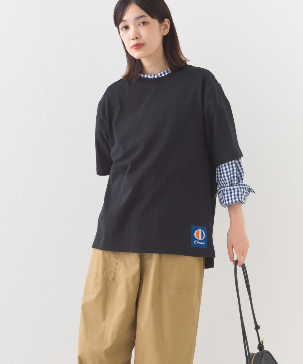 【OMNES】コットンオーバーサイズワッペン付Tシャツ 半袖Tシャツ【253W427OMN017】