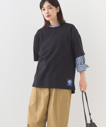 【OMNES】コットンオーバーサイズワッペン付Tシャツ 半袖Tシャツ【253W427OMN017】