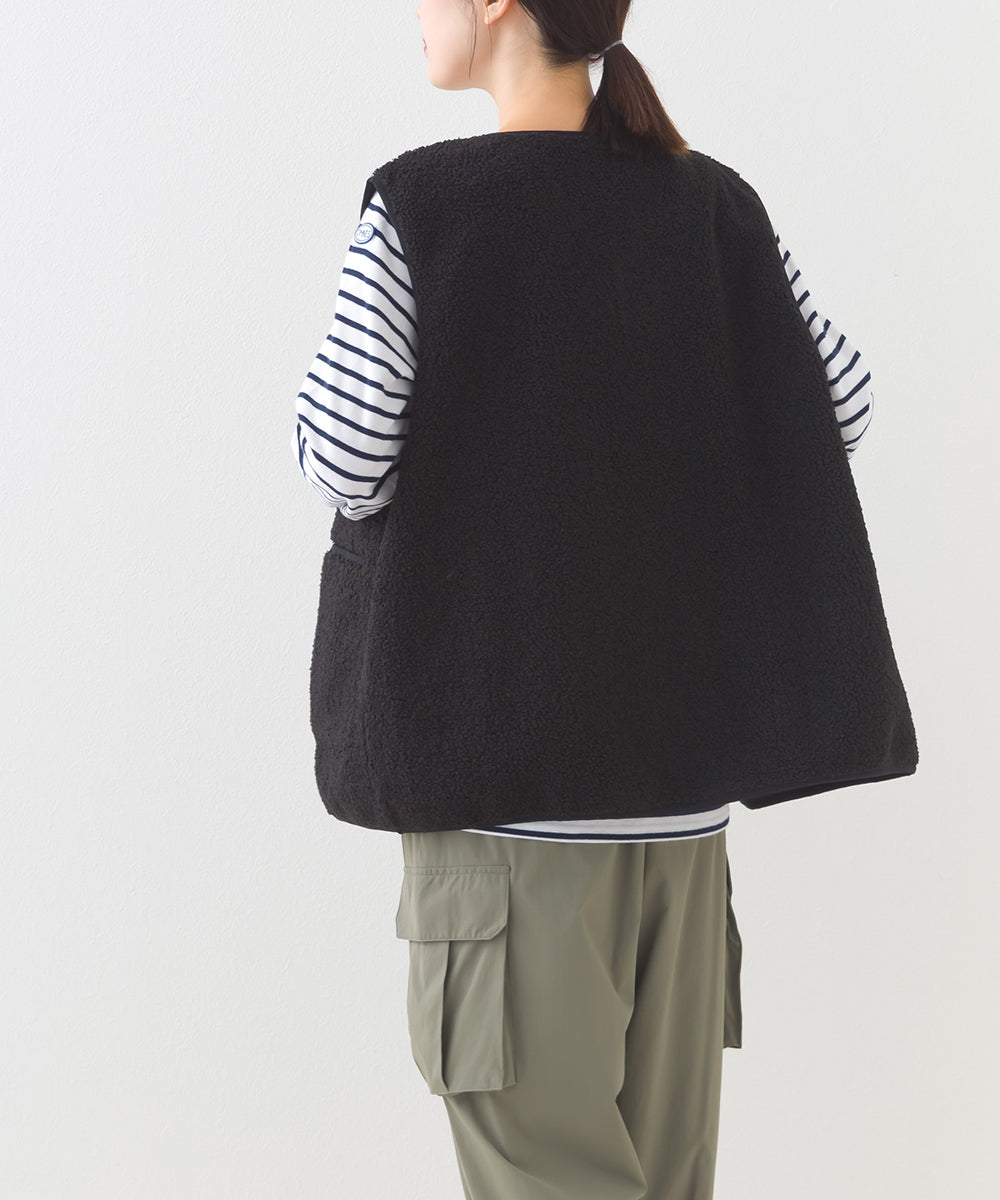 【OMNES】ボア深Vネックジップアップベスト【253W427OMN022】