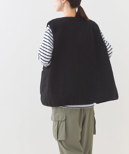 【OMNES】ボア深Vネックジップアップベスト【253W427OMN022】