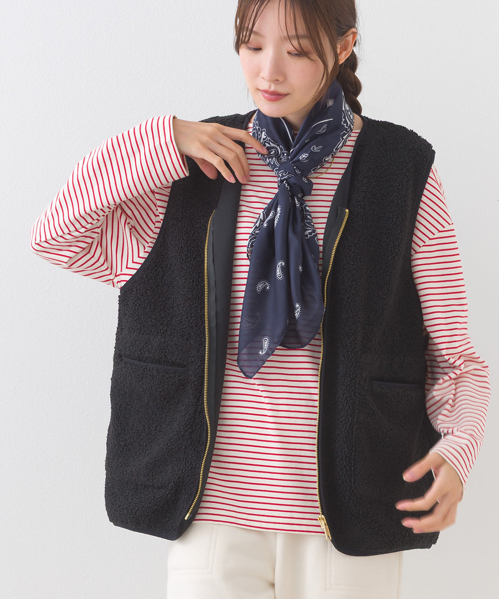 OMNES】ボア深Vネックジップアップベスト【253W427OMN022】